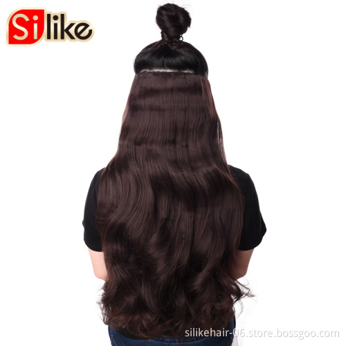 Natural Wavy Long Clips in Hair Extension Synthetic Natural Hair Water Wave Blonde Black Brown Red 24'' For Women Hairpieces